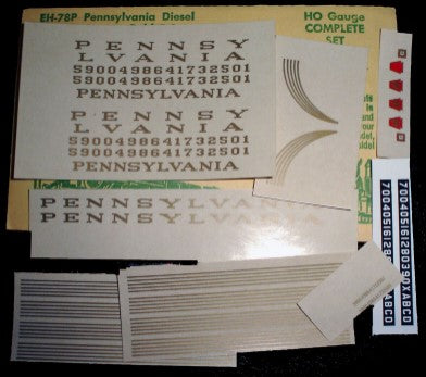 Champ Decals EH-78P HO Pennsylvania EMD, Alco, Baldwin Pass. Diesel Bronze Gold