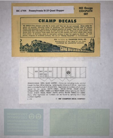 Champ Decals HC-179N HO Pennsylvania Quad Hopper Circle Keystone 70 Ton Decals