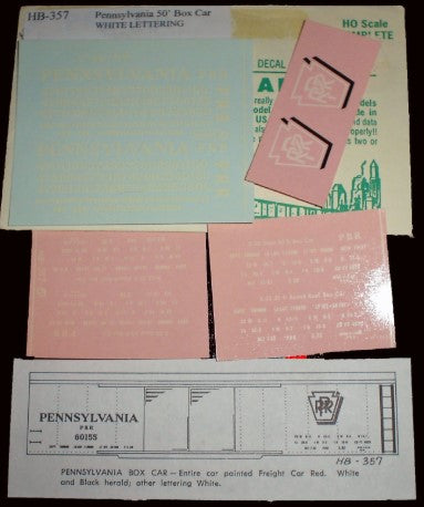 Champ Decals HB-357 HO Pennsylvania RR Box Car White & Black Keystone Decal Set
