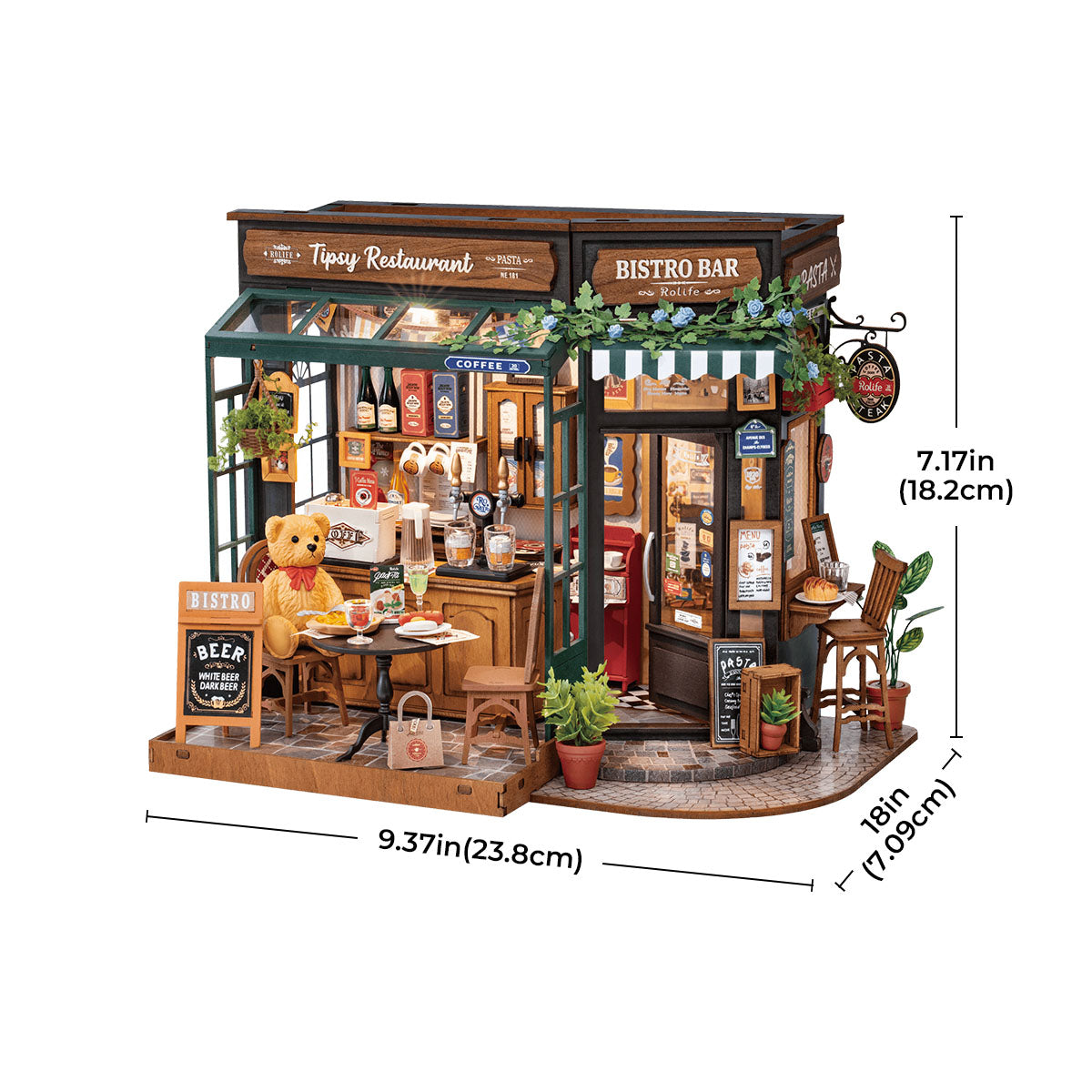 Robotime DG167 Rolife Tipsy Restaurant DIY Miniature House