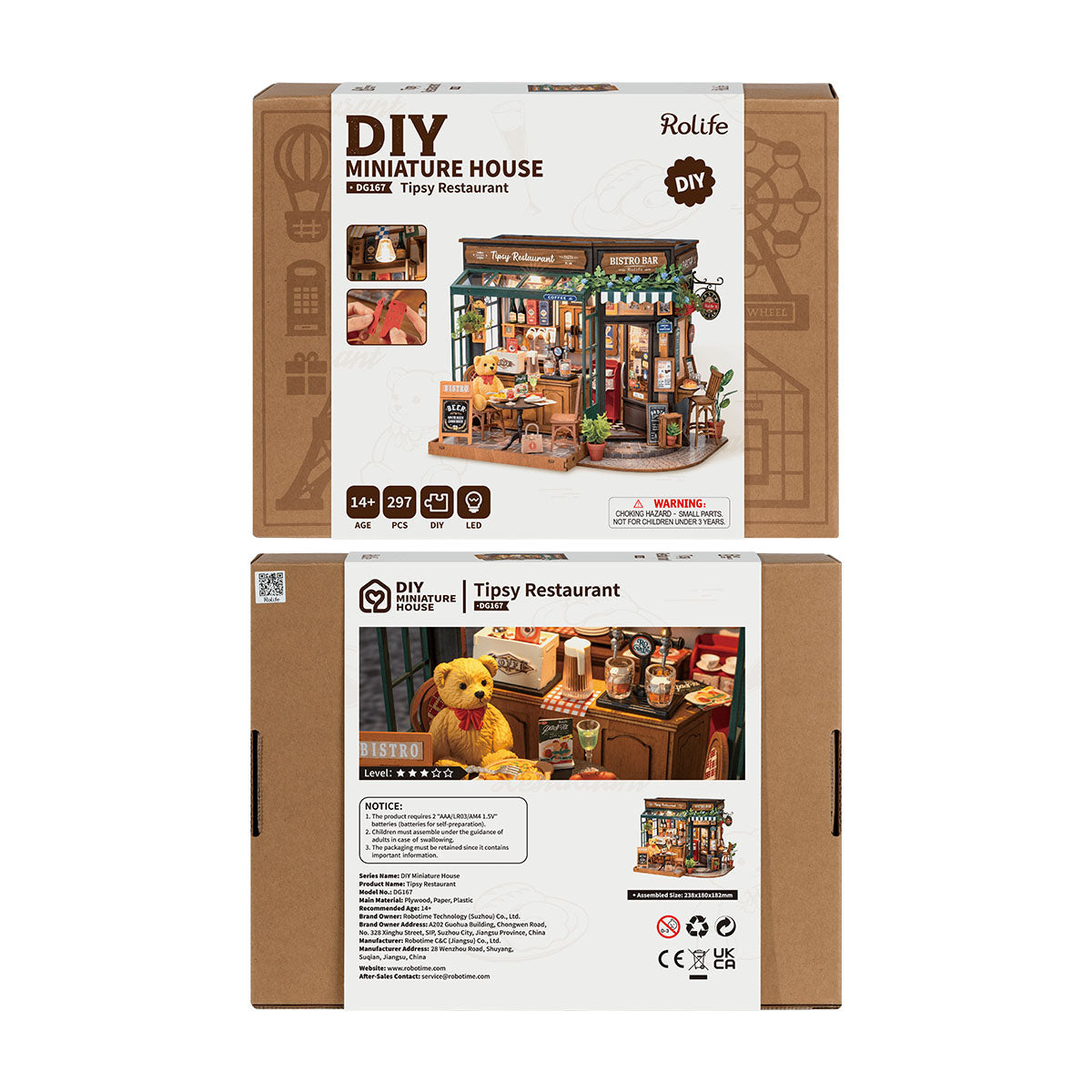 Robotime DG167 Rolife Tipsy Restaurant DIY Miniature House