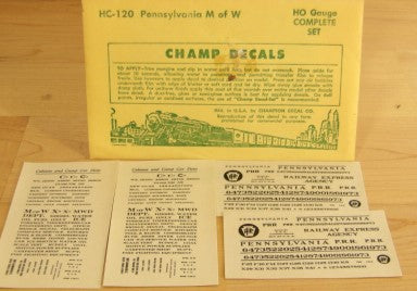 Champ Decals HC-120 HO Pennsylvania M of W Black Lettering Decal Set