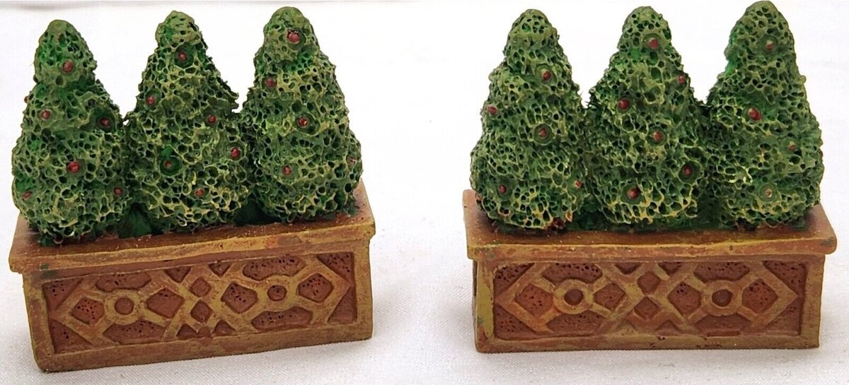 Santa's Workbench 609-2704 Trees In Planters Resin Figures (Set of 2)