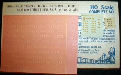 Champ Decals BRH-26 HO Pennsy RR Steam Loco Pilot Beam Symbols Decal Set