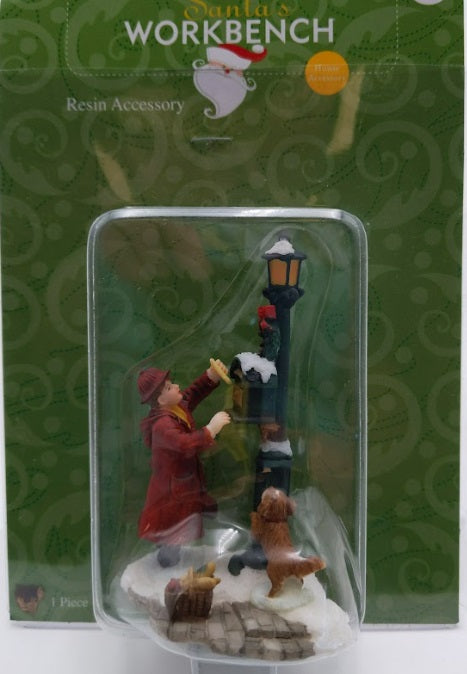 Santa's Workbench 610-2479 Kid With Dog Resin Accessory