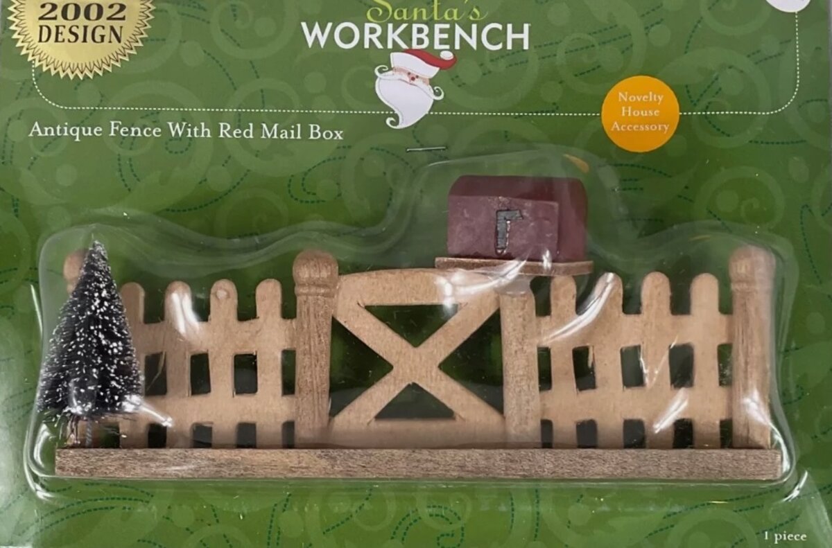 Santa's Workbench 609-0427 Village Accessories Antique Wood Fence W/ Mail Box