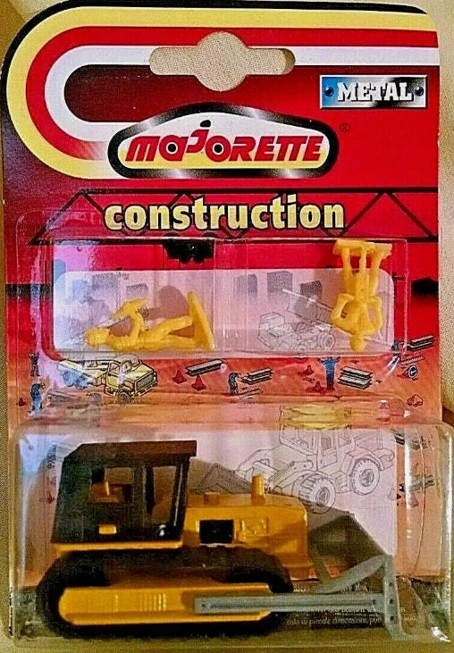 Majorette 52 Construction Yellow Bulldozer Push Blade Track W/2 Plastic Figures