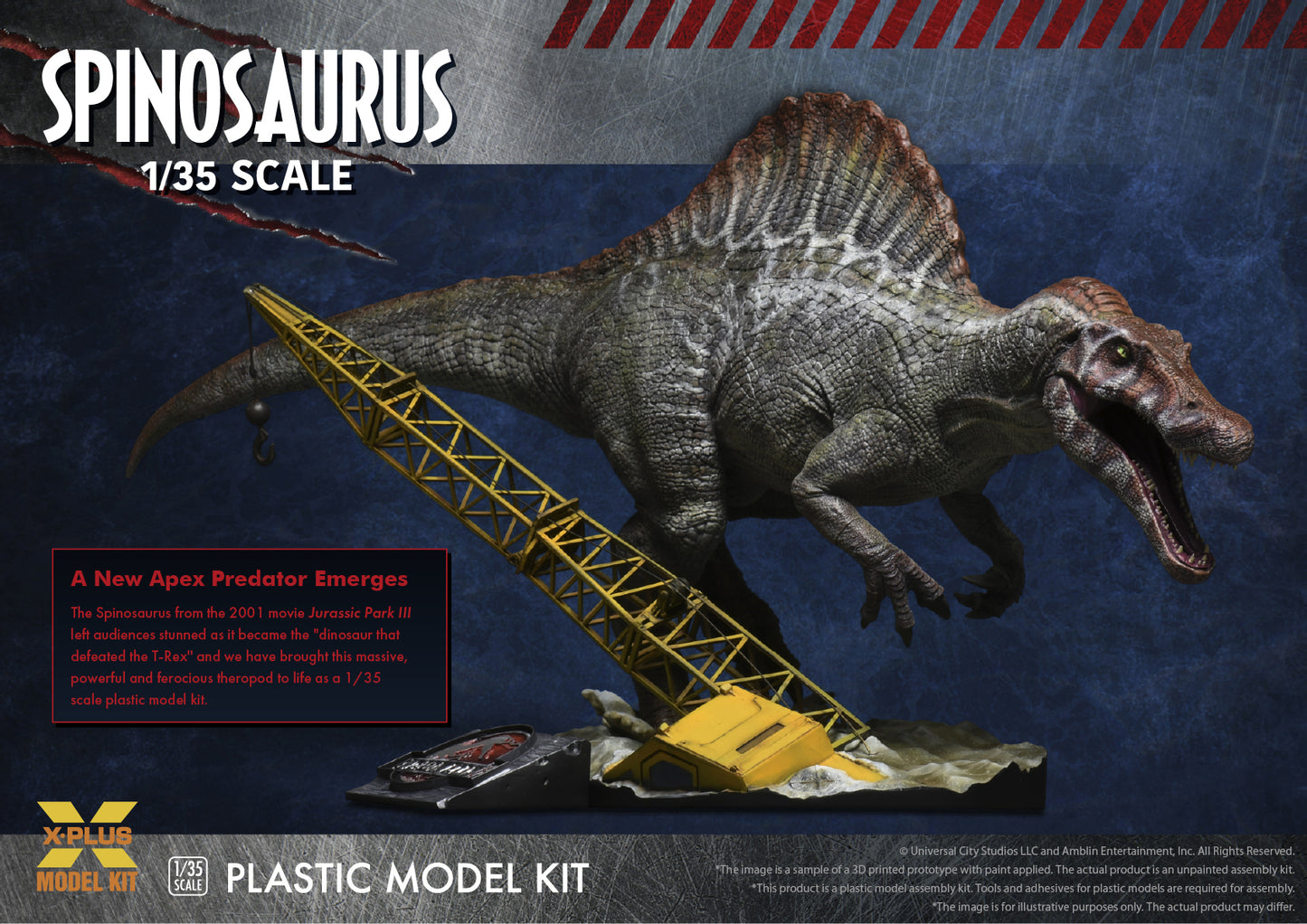 X-Plus Model Kit 200099 1:35 Jurassic Park III: Spinosaurus Plastic Model Kit