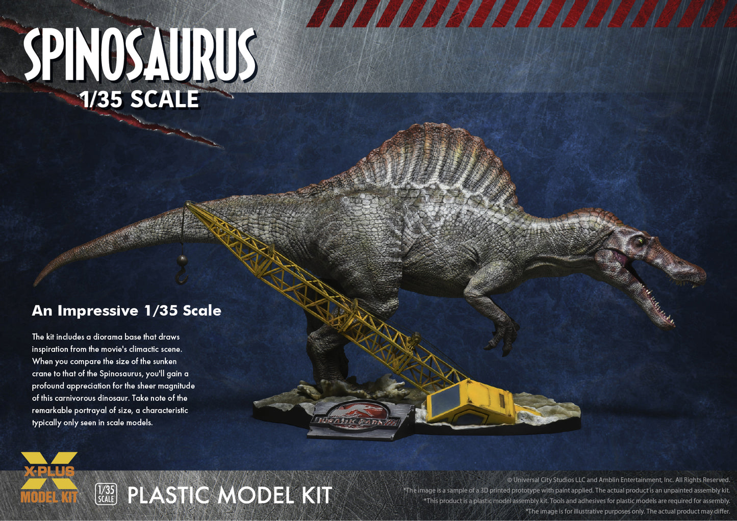 X-Plus Model Kit 200099 1:35 Jurassic Park III: Spinosaurus Plastic Model Kit