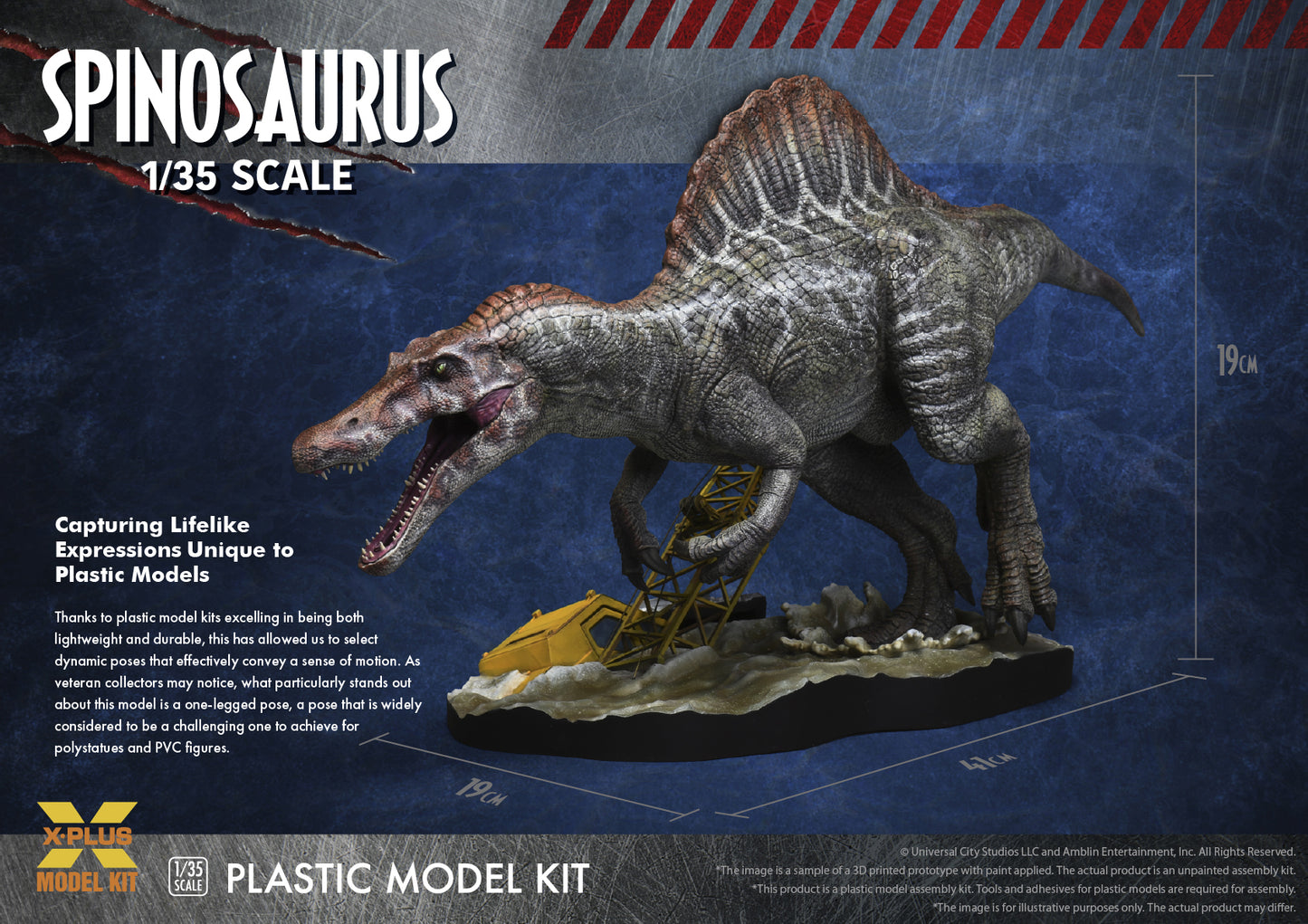 X-Plus Model Kit 200099 1:35 Jurassic Park III: Spinosaurus Plastic Model Kit