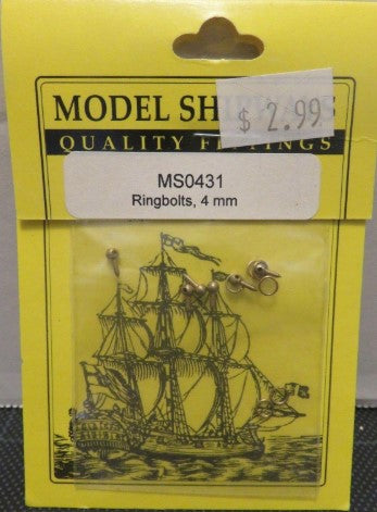 Model Shipways MS0431 HO Ringbolts 4mm (Pack of 9)