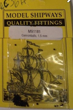 Model Shipways MS1181 HO Cannonballs 1.5mm (Pack of 40)