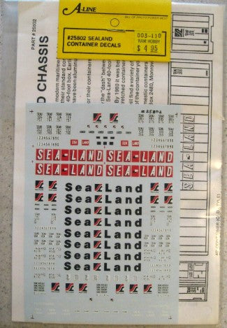 A-Line 25802 HO Sealand Container Decal Set