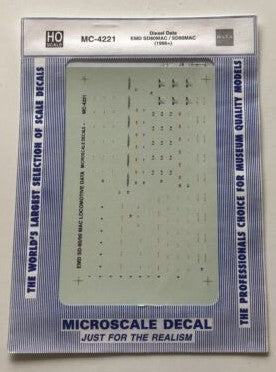 Microscale MC-4221 HO EMD SD-80/90MAC Locomotive Data 1996+ Decals