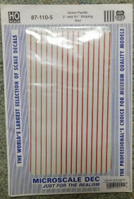 Microscale 87-110-5 Stripes For Union Pacific Diesels 3" & 4 3/4" Wide-Red Decal
