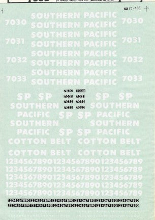 Microscale 87-186 HO Southern Pacific Diesels Daylight Rebuilts Decal Sheet