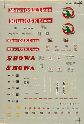 Microscale 87-299 HO Scale Mitsui O.S.K., Showa, WMC, & Conrail, 20ft Container