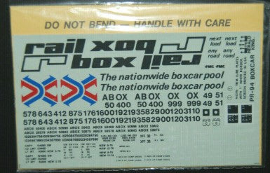 Herald King PR-94 HO Yellow 50' Boxcar Black & White Lettering Decal Set