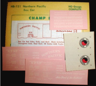 Champ Decals HB-151 HO Northern Pacific Box Car Decal Set