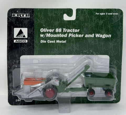 Ertl 13051 1:64 Scale Agco Oliver 88 Tractor w/Mounted Corn Picker and Wagon