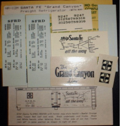 Champ Decals HR-12M HO Santa Fe "Grand Canyon" Freight Refrigerator Decal Set