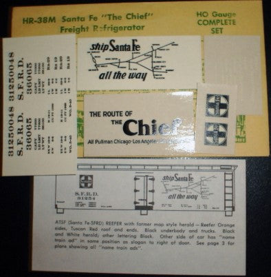Champ Decals HR-38M HO Santa Fe "The Chief" Freight Refrigerator Decal Set