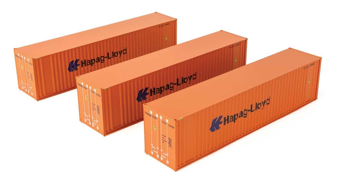 Walthers 949-18202 HO Hapag-Lloyd 40' Flat Panel Container (Pack of 3)