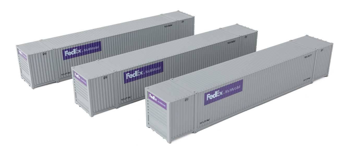 Walthers 949-18503 HO Fed Ex 53' Singamas Corrugated Side Container (Pack of 3)