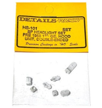 Details West HS-101 HO Scale S.P. Headlight Set, Pre-1958 1st Gen. Hood Units