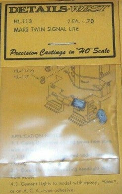 Details West HL-113 HO Scale Mars Twin Signal Lite