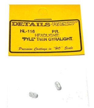 Details West HL-116 HO Scale Pyle Twin Signal Lite White Metal Part (Pack of 2)