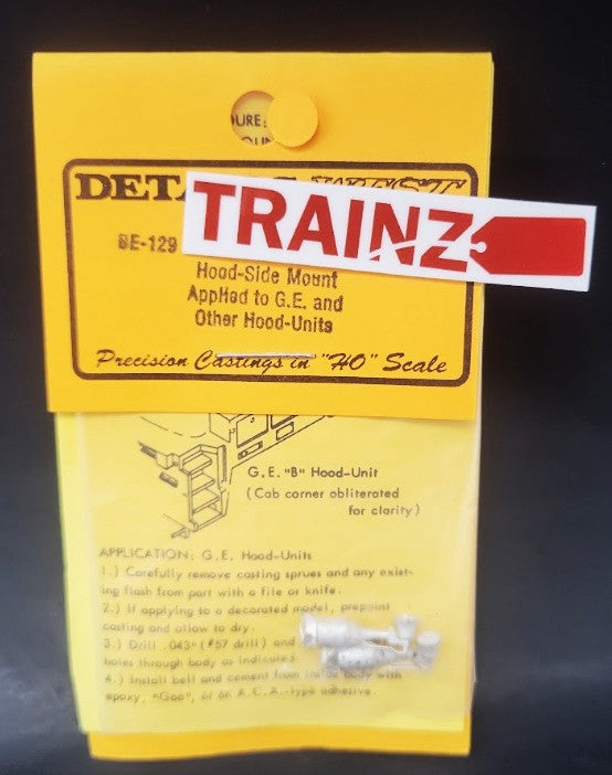 Details West BE-129 HO Scale Bell Hood Side Mount White Metal Parts (Pack of 2)