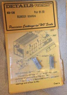 Details West NB-136 HO Scale Number Boards