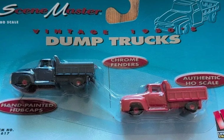 Life Like 1654 HO SceneMaster Vintage 1950's Dump Trucks Tan / Blue (Pack of 2)