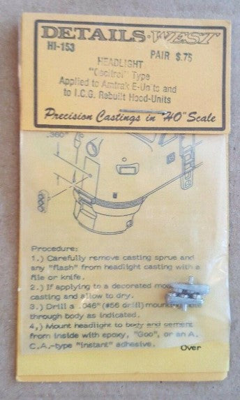 Details West HI-153 HO Scale Headlight Oscitrol Type