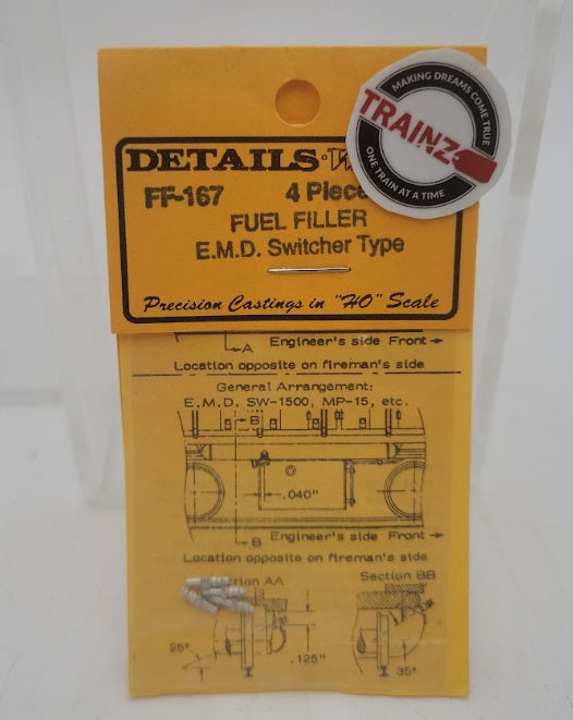 Details West FF-167 HO Scale Fuel Filler Switcher Type (Pack of 4)