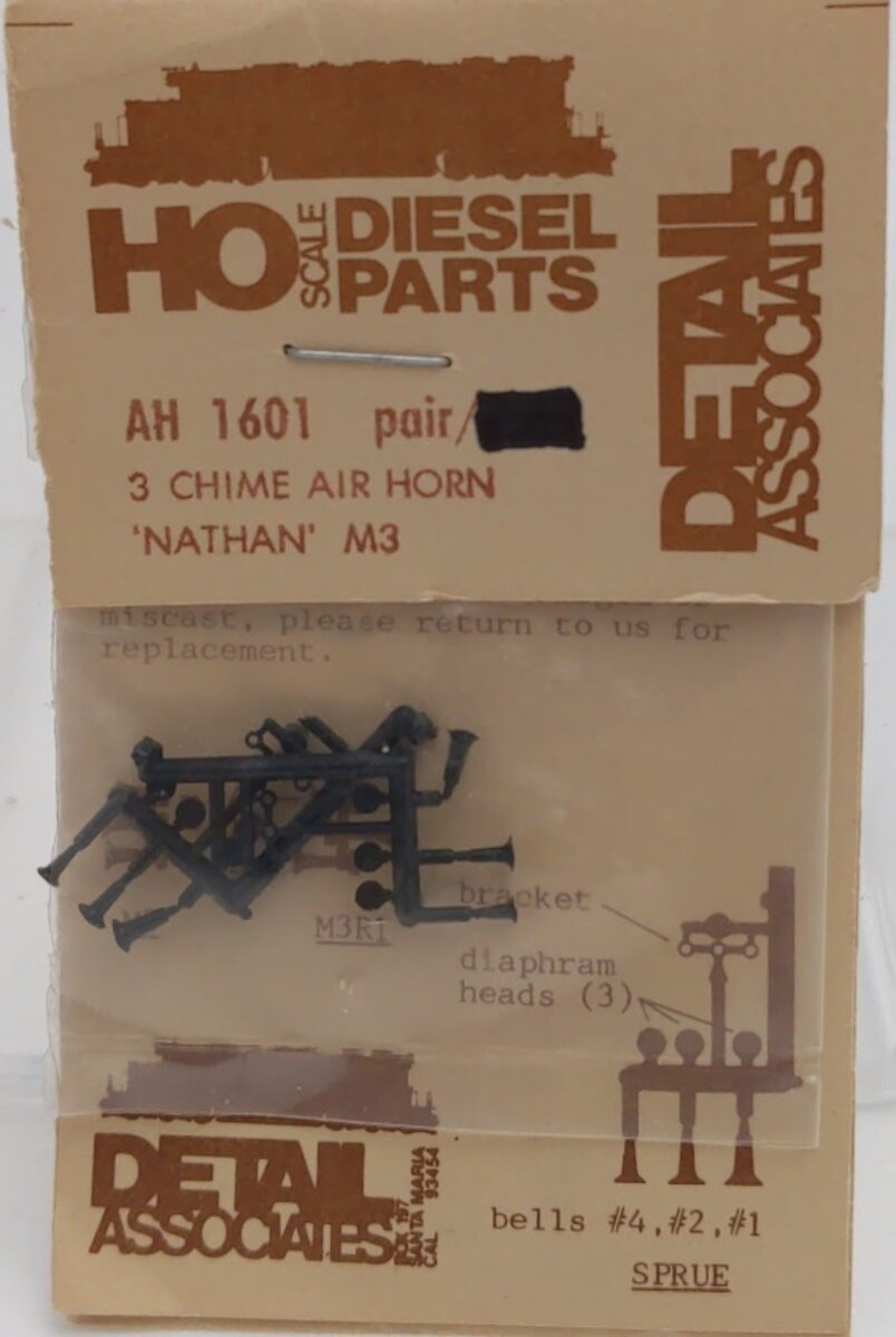 Details Associates AH1601 HO 3 Chime Air Horn "Nathan" M3