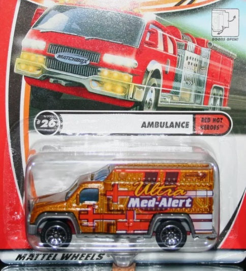 Matchbox 95222 1:64 Ultra Med-Alert Red Hot Heroes Ambulance Vehicle 26 of 75