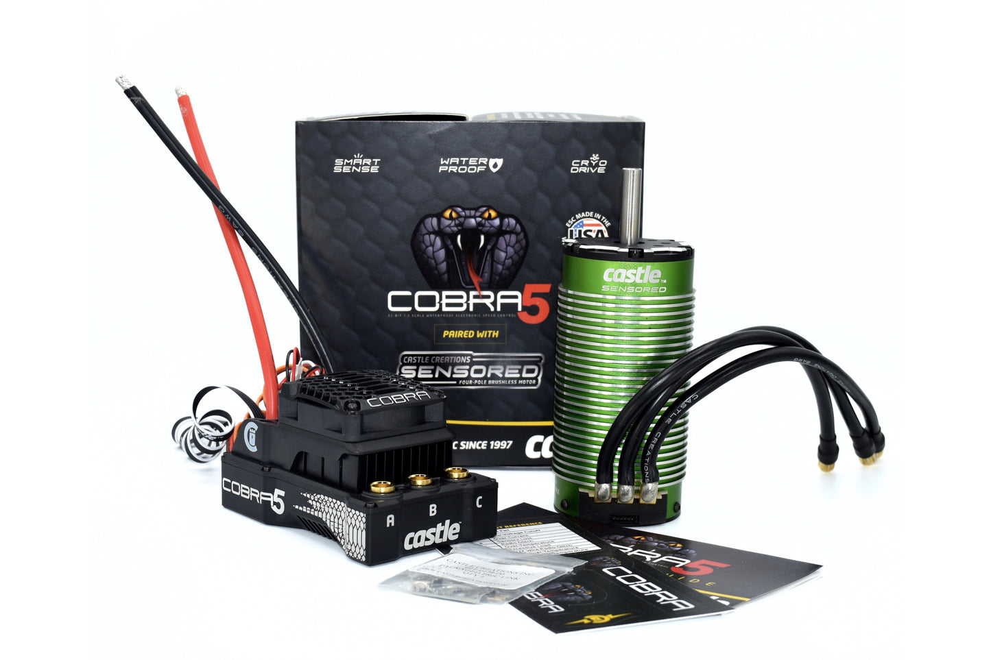 Castle Creations 010-0179-02 Cobra 5 8S 33.6V ESC 20A Peak BEC with 2028-1100KV