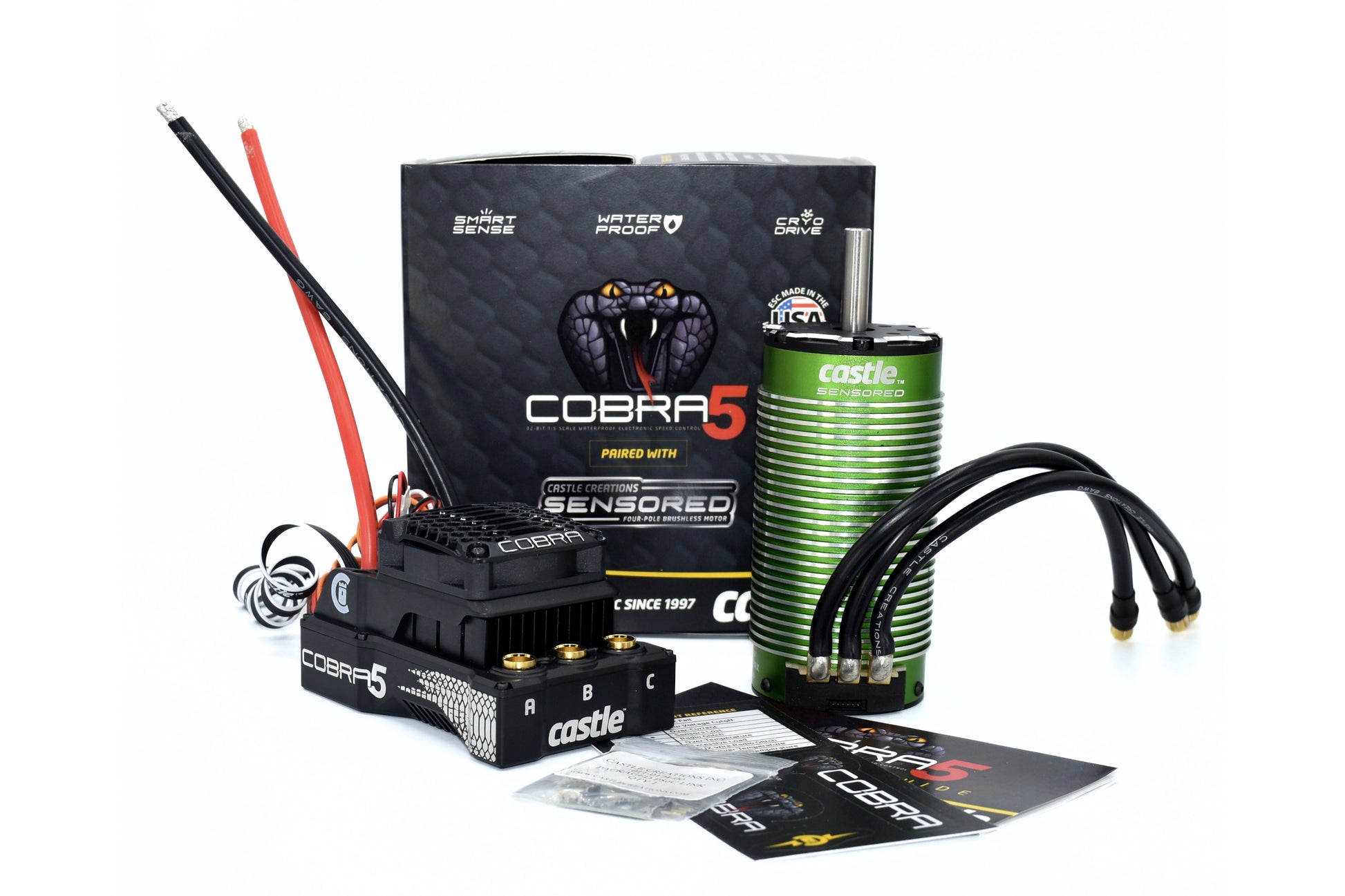 Castle Creations 010-0179-02 Cobra 5 8S 33.6V ESC 20A Peak BEC with 2028-1100KV