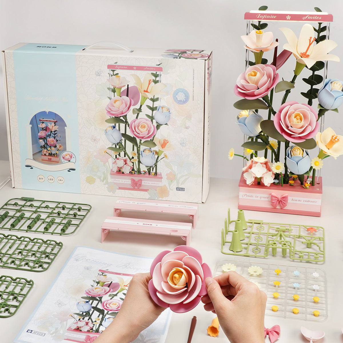 Robotime AF01D ROKR Blooming Bouquet Box DIY 3D Puzzle