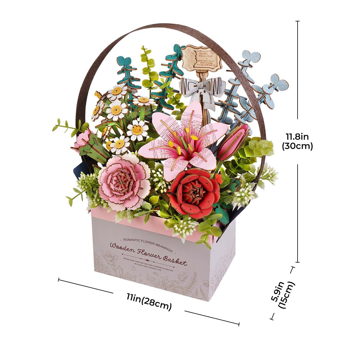 Robotime TW03H Rowood Wooden Flower Basket DIY 3D Puzzle