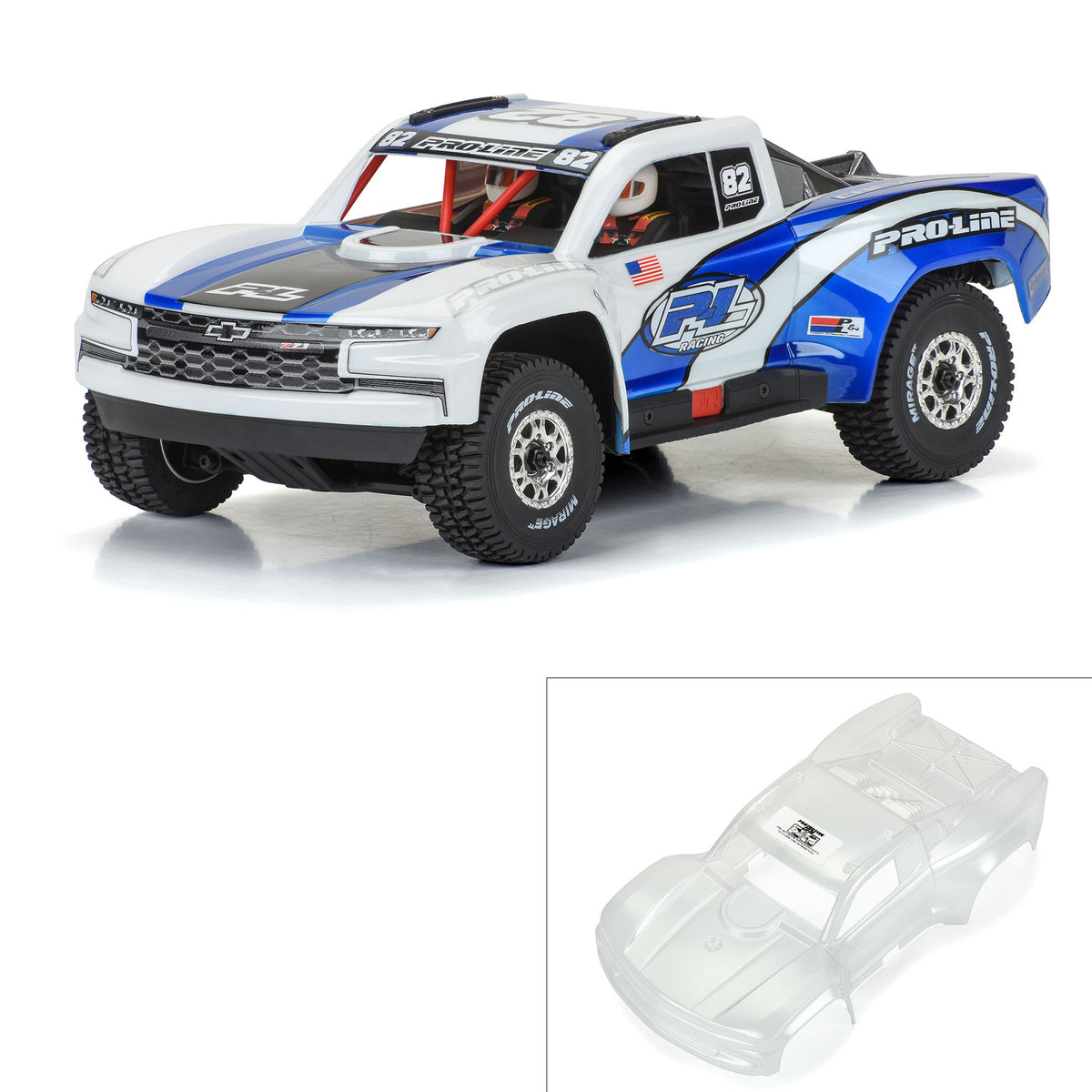 Pro-Line Racing 367517 1:16 Pre-Cut 2019 Chevy Silverado Trophy Truck Clear Body