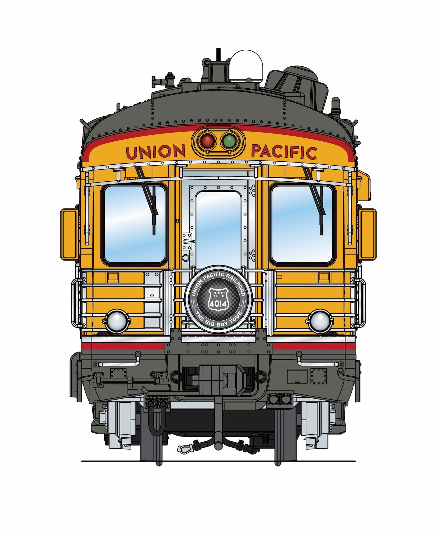 Broadway Limited 9592 HO UP UP Business Car with Big Boy Tour Drumhead #101