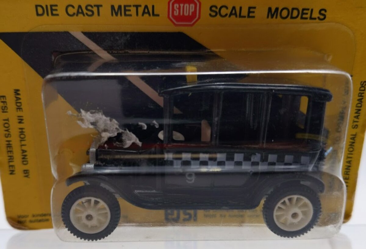 Efsi Toys 9 Stop Code Black Taxi Door and Chequered Strip Down Die Cast Metal
