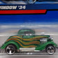 Hot Wheels 27099 1:64 Green 3-Window '34 Diecast Metal & Plastic Parts