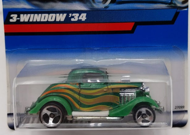 Hot Wheels 27099 1:64 Green 3-Window '34 Diecast Metal & Plastic Parts