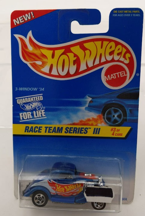 Hot Wheels 16908 1:64 Race Team III Series 3-Window '34 #3 of 4 Cars
