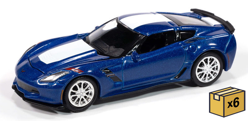 Auto World AWSP176-B-CASE 1:64 Blue 2018 Chevy Corvette Grand Sport (Pack of 6)