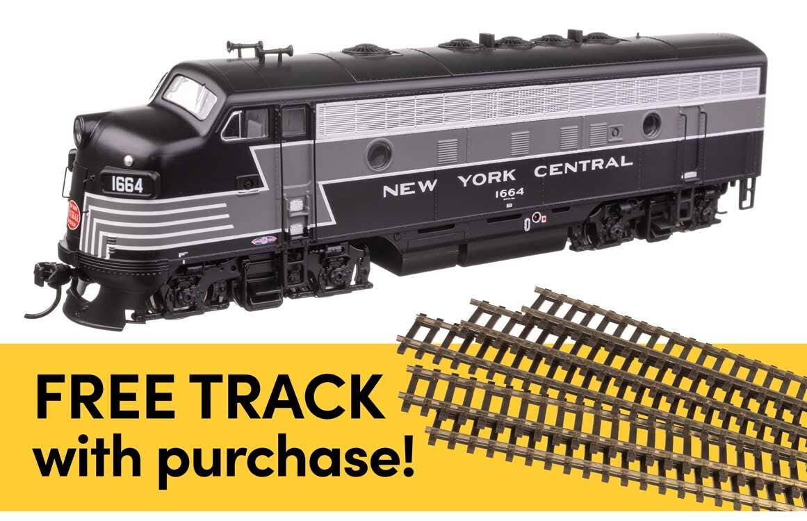 Walthers 905-21412 HO NYC EMD F7A Diesel Loco w/ Sound & DCC #1664 w/ Flex Track